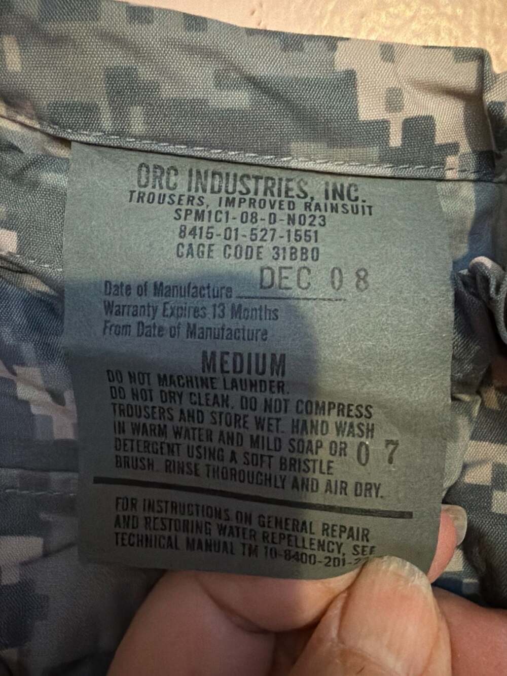 ORC‎ Industries Improved Rainsuit Trousers ACU Digital UCP Camo Medium - Picture 4 of 7